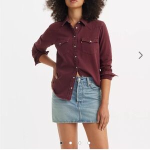 Levi's Women's Burgundy Button-Down Shirt